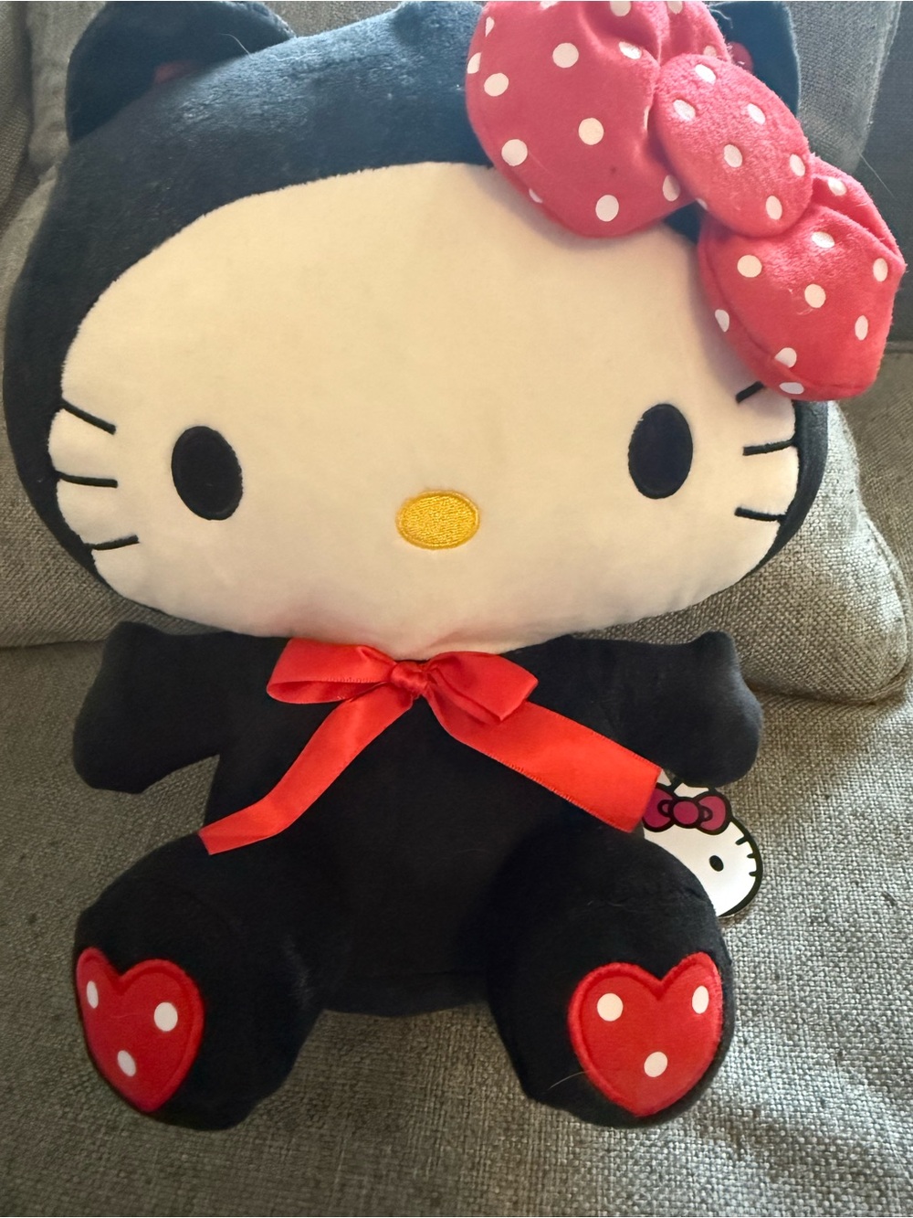 Hello Kitty Black Plush with Red Polka-Dot Bow